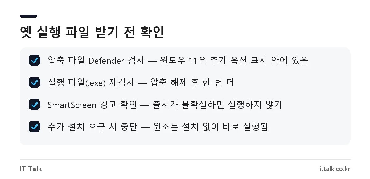 바탕화면 부수기 옛 버전 다운로드 파일 실행 전 보안 체크리스트
