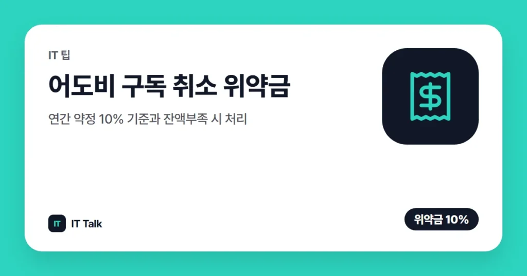 어도비 구독 취소 위약금, 연간 약정 10% 기준과 잔액부족 시 처리 (2026)
